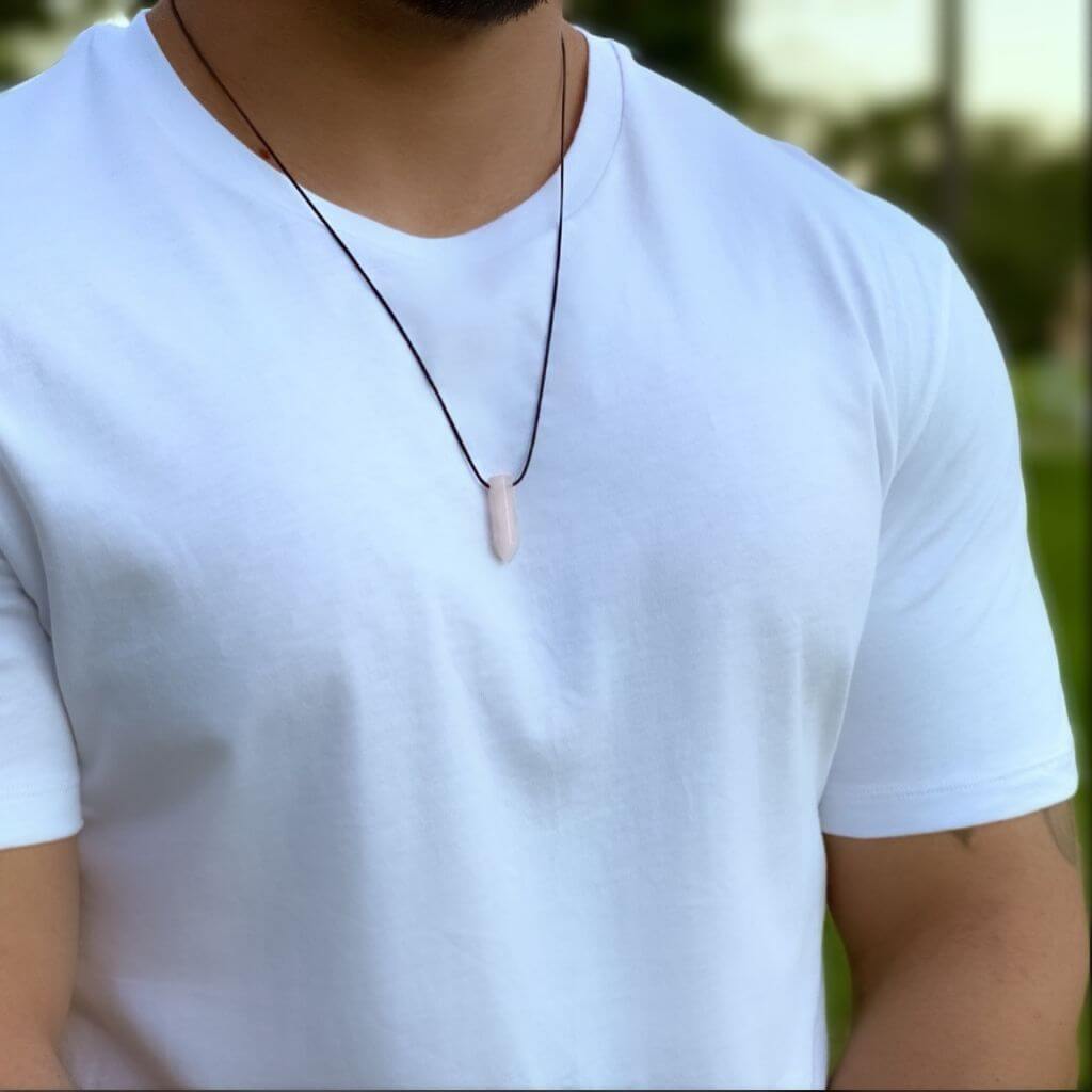 ROSE QUARTZ BULLET POINT NECKLACE-Luck Strings