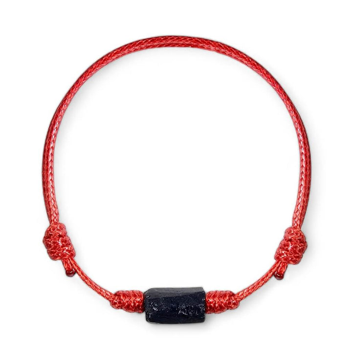 Raw Black Tourmaline Rustic Red Bracelet - EMF Shield