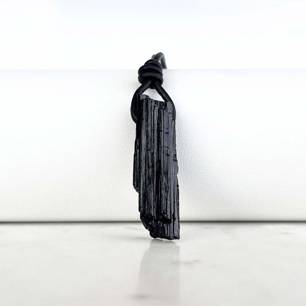 Natural Raw Black Tourmaline Pendant - A grounding and balancing symbol by Luck Strings.