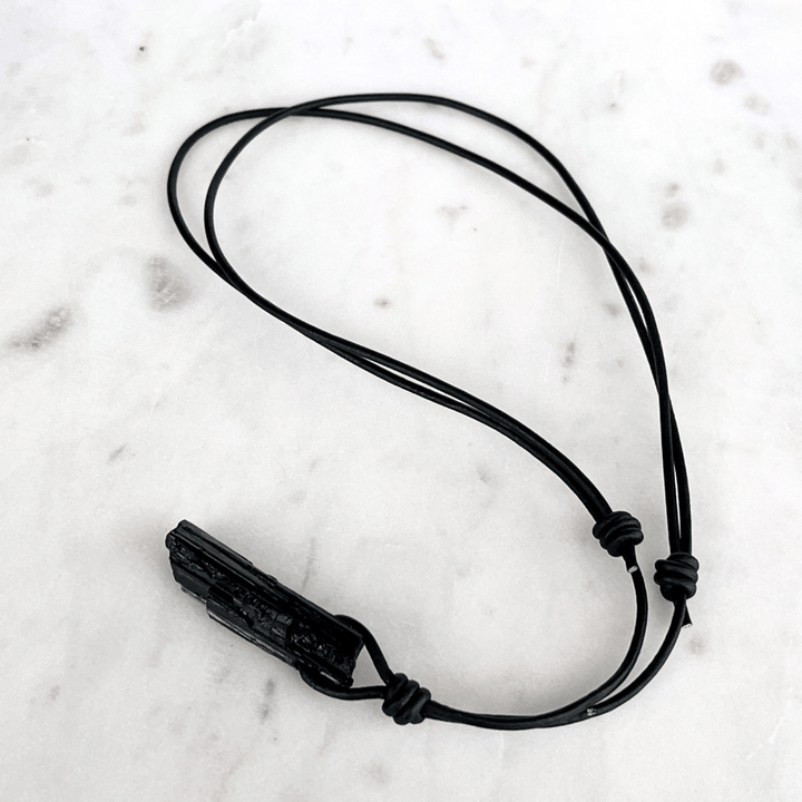 Natural Raw Black Tourmaline Pendant - A grounding and balancing symbol by Luck Strings.