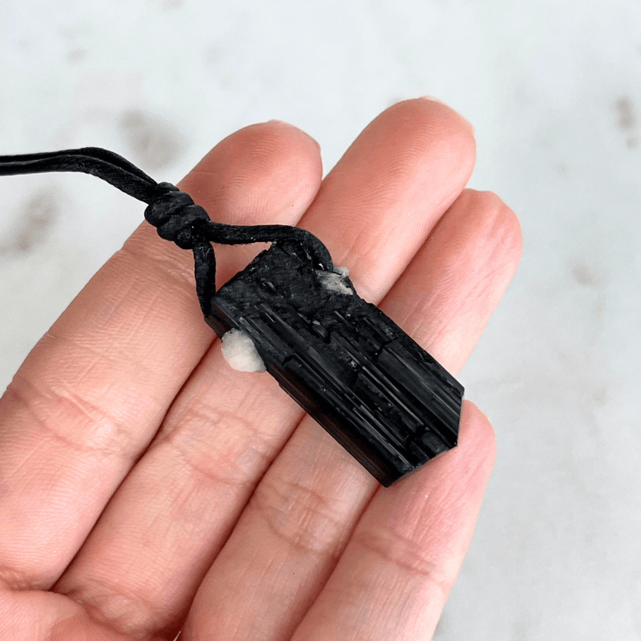 Raw Black Tourmaline Amulet Pendant - Your personal shield against negativity by Luck Strings.