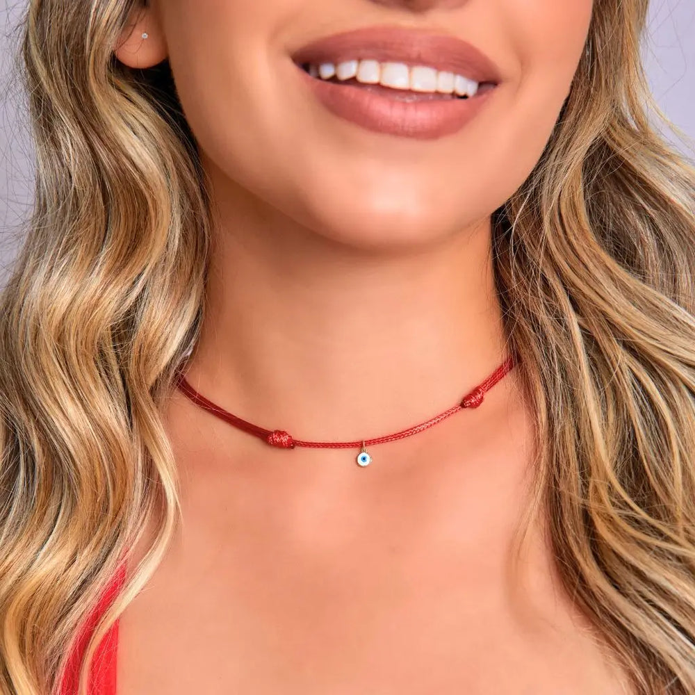 Adjustable 14K gold filled evil eye choker - Luck Strings