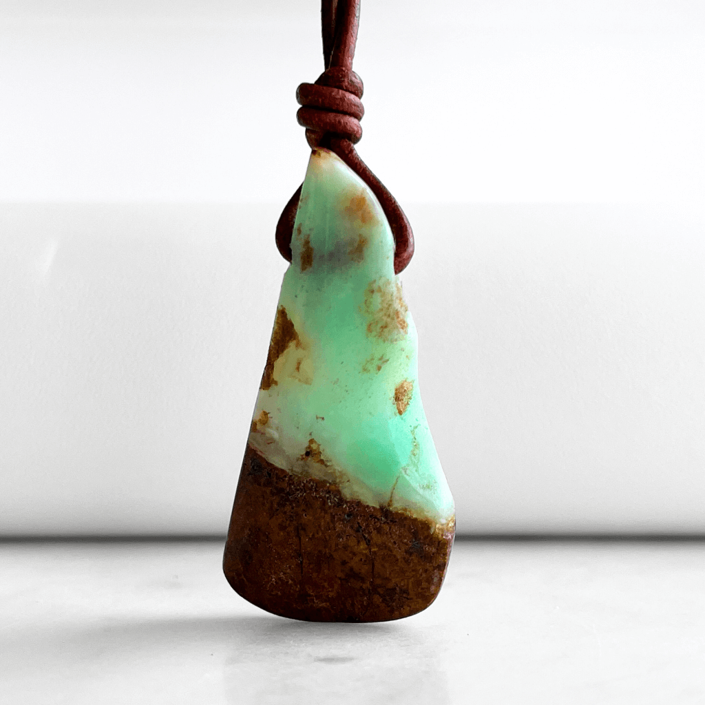 Chrysoprase OOAK Gemstone Pendant Necklace - A symbol of natural beauty and positivity by Luck Strings.