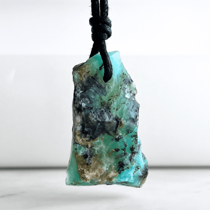 Andean Blue Opal OOAK Gemstone Pendant Necklace - A symbol of tranquil elegance and self-expression by Luck Strings.