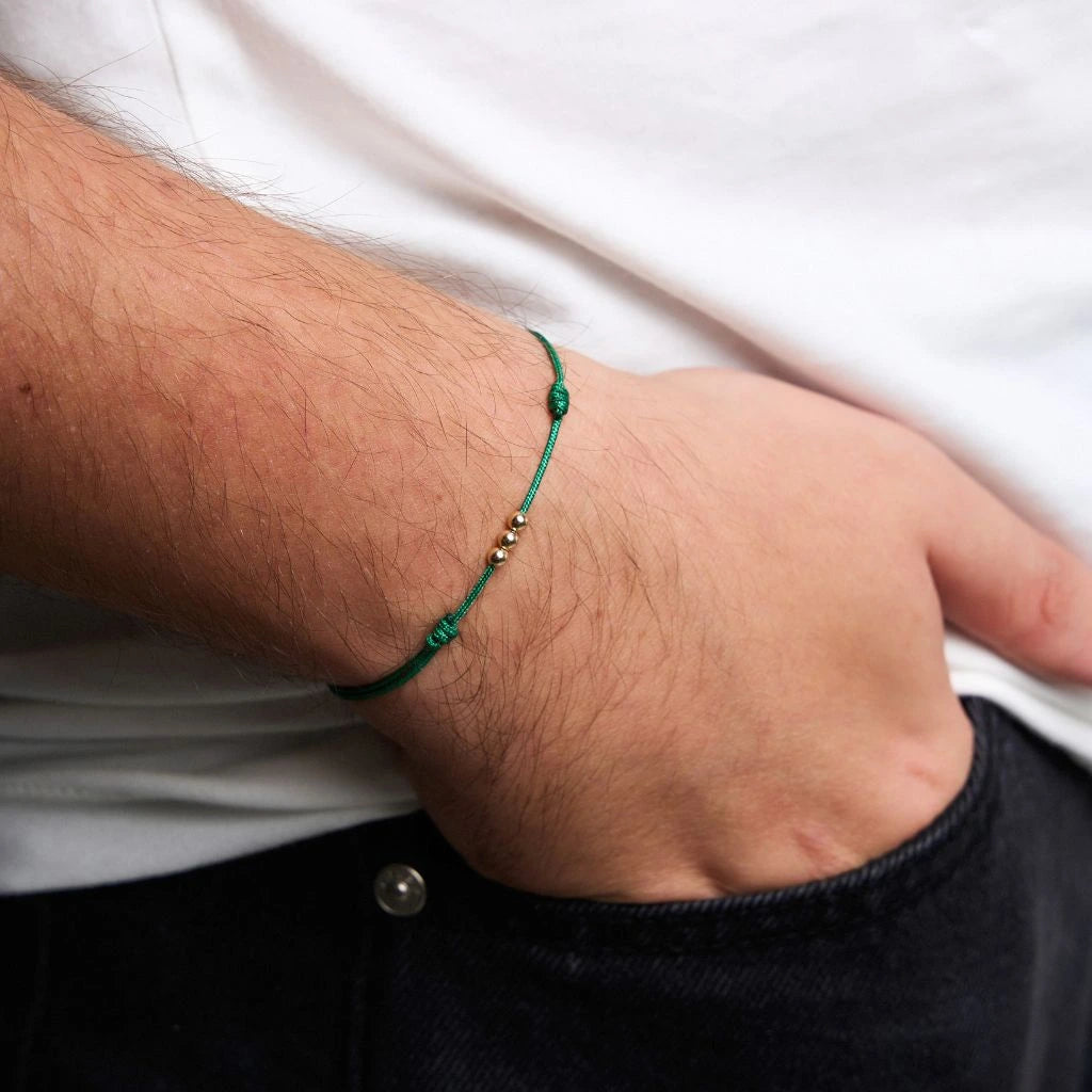 14k Solid Gold Triple Bead Bracelet