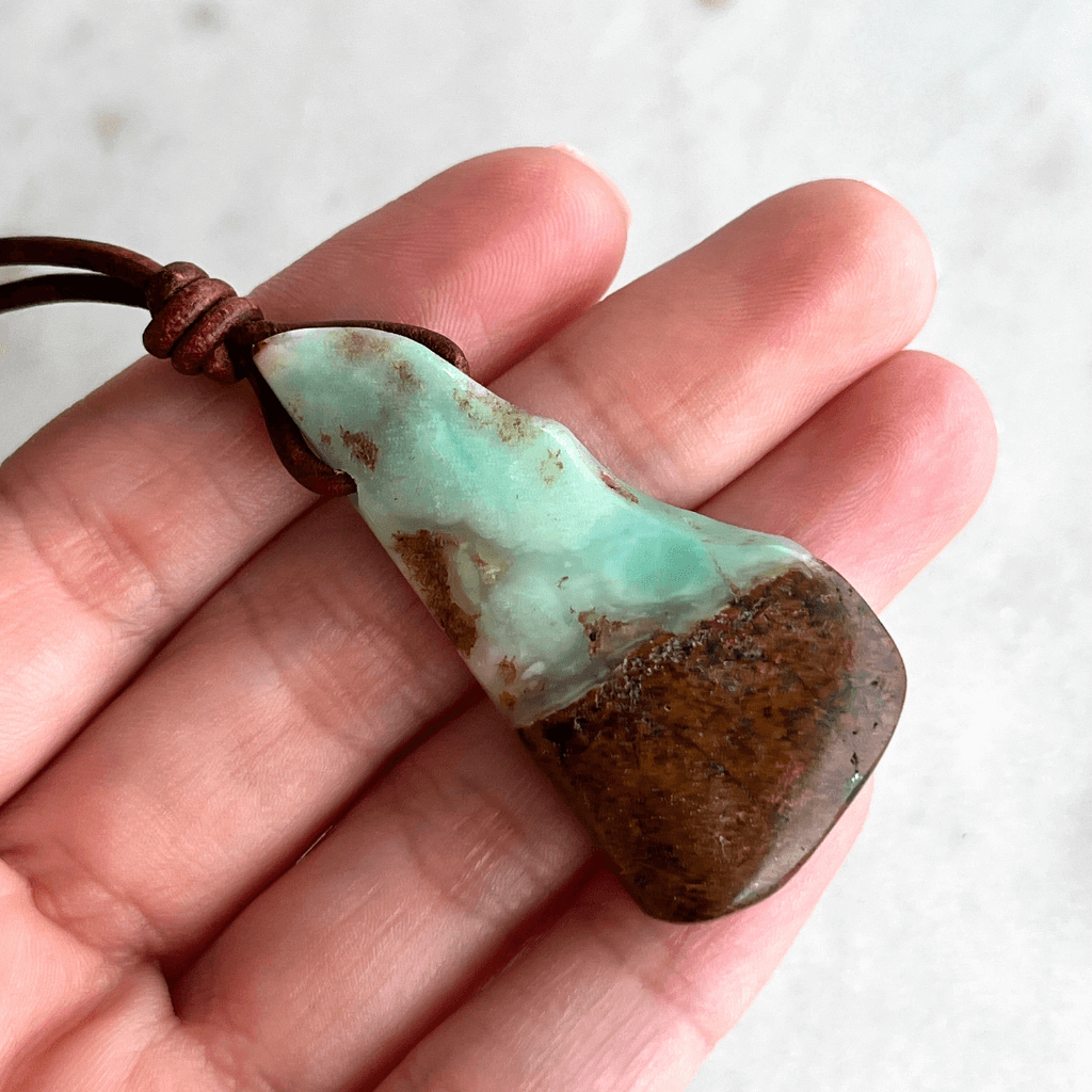 Chrysoprase OOAK Gemstone Pendant Necklace - A symbol of natural beauty and positivity by Luck Strings.