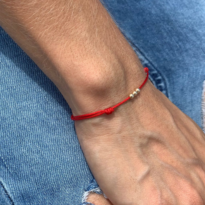 red string solid gold bead ball - Luck Strings