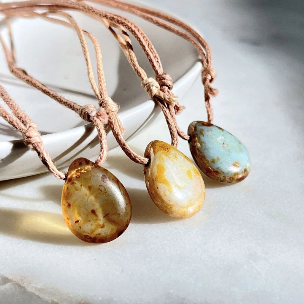 Czech Glass Teardrop Choker Necklace