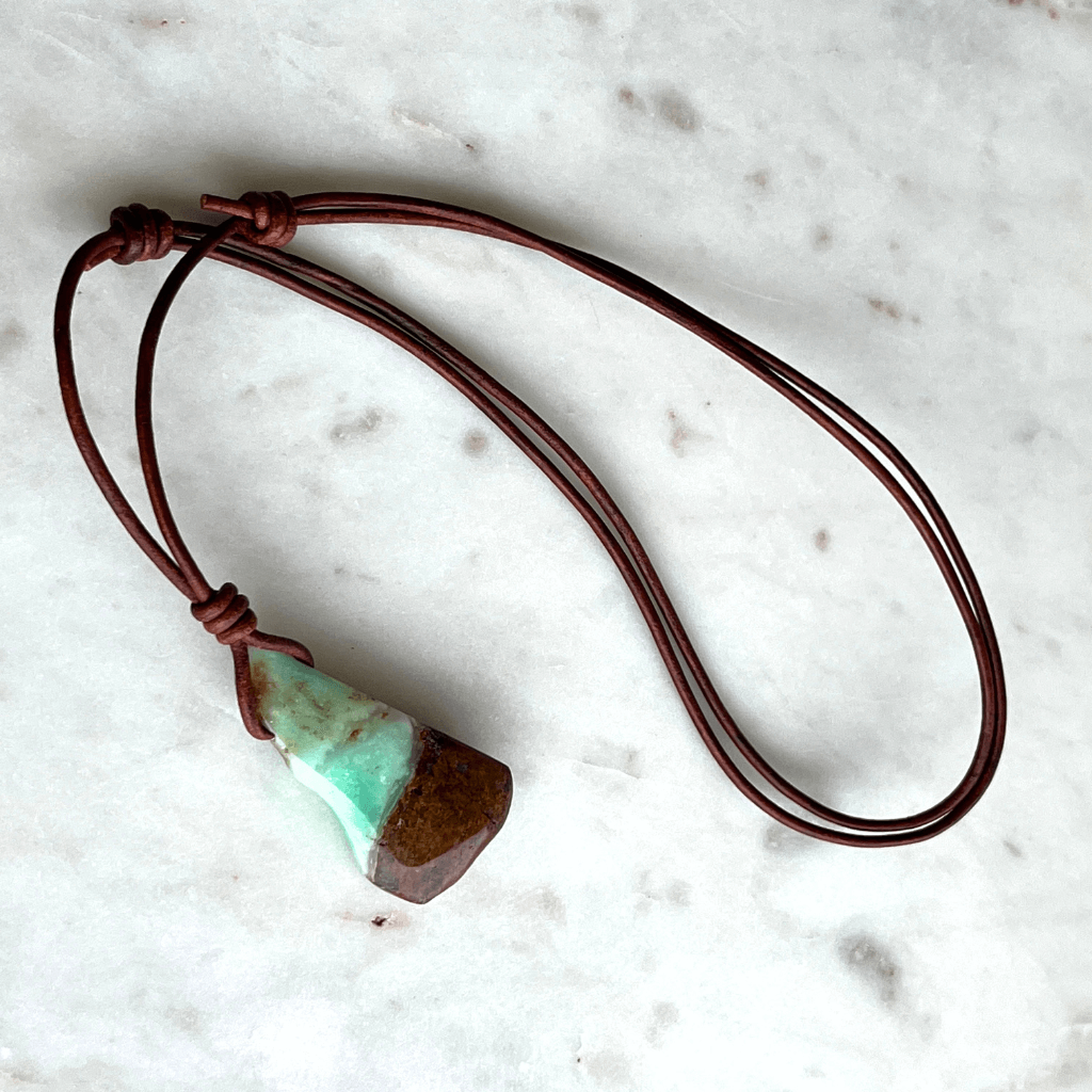 Chrysoprase OOAK Gemstone Pendant Necklace - A symbol of natural beauty and positivity by Luck Strings.