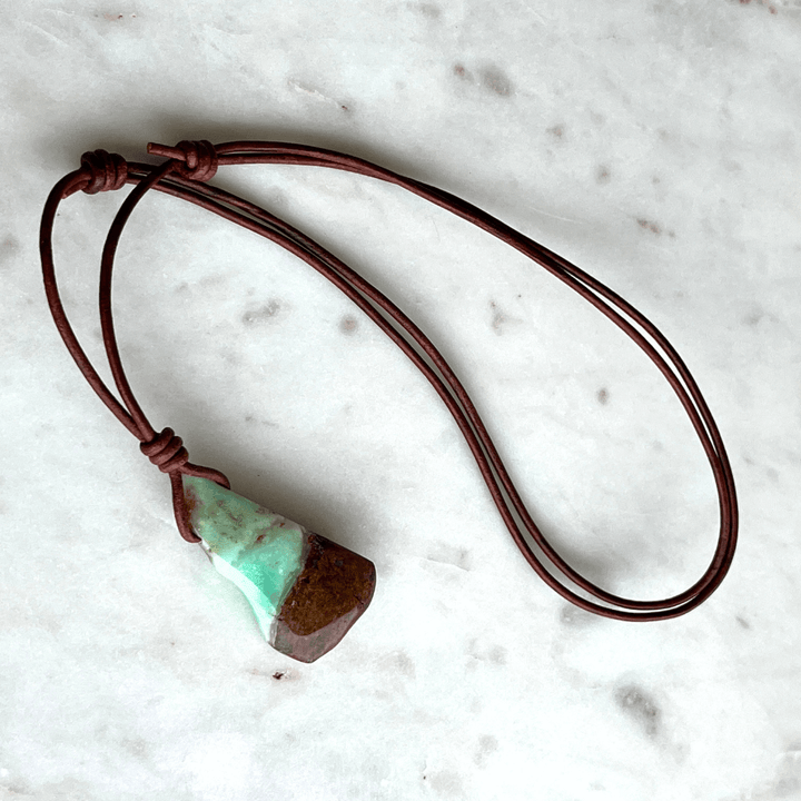 Chrysoprase OOAK Gemstone Pendant Necklace - A symbol of natural beauty and positivity by Luck Strings.