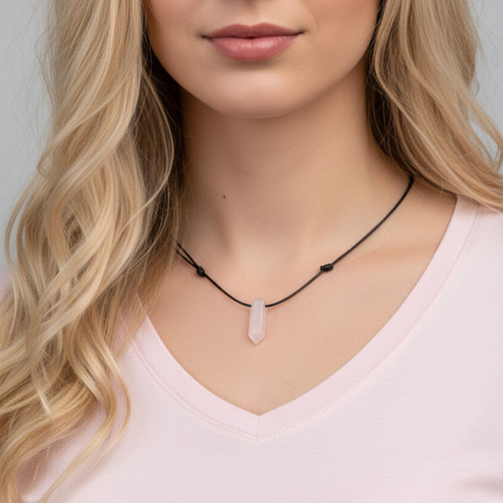 Rose Quartz Bullet Necklace - Harmony