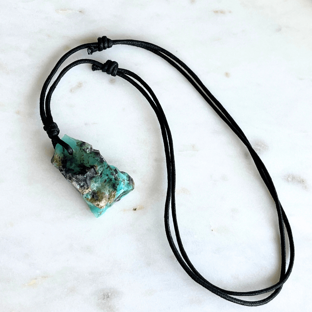 Andean Blue Opal OOAK Gemstone Pendant Necklace - A symbol of tranquil elegance and self-expression by Luck Strings.