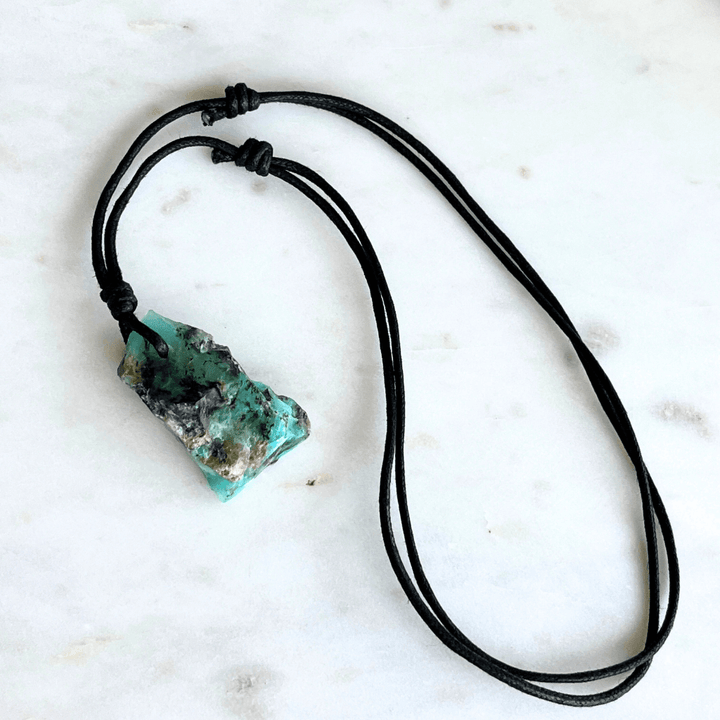 Andean Blue Opal OOAK Gemstone Pendant Necklace - A symbol of tranquil elegance and self-expression by Luck Strings.