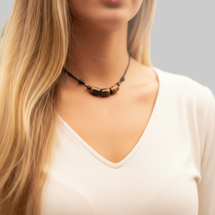 Boho Gemstone Choker Necklace - Adjustable and Stylish