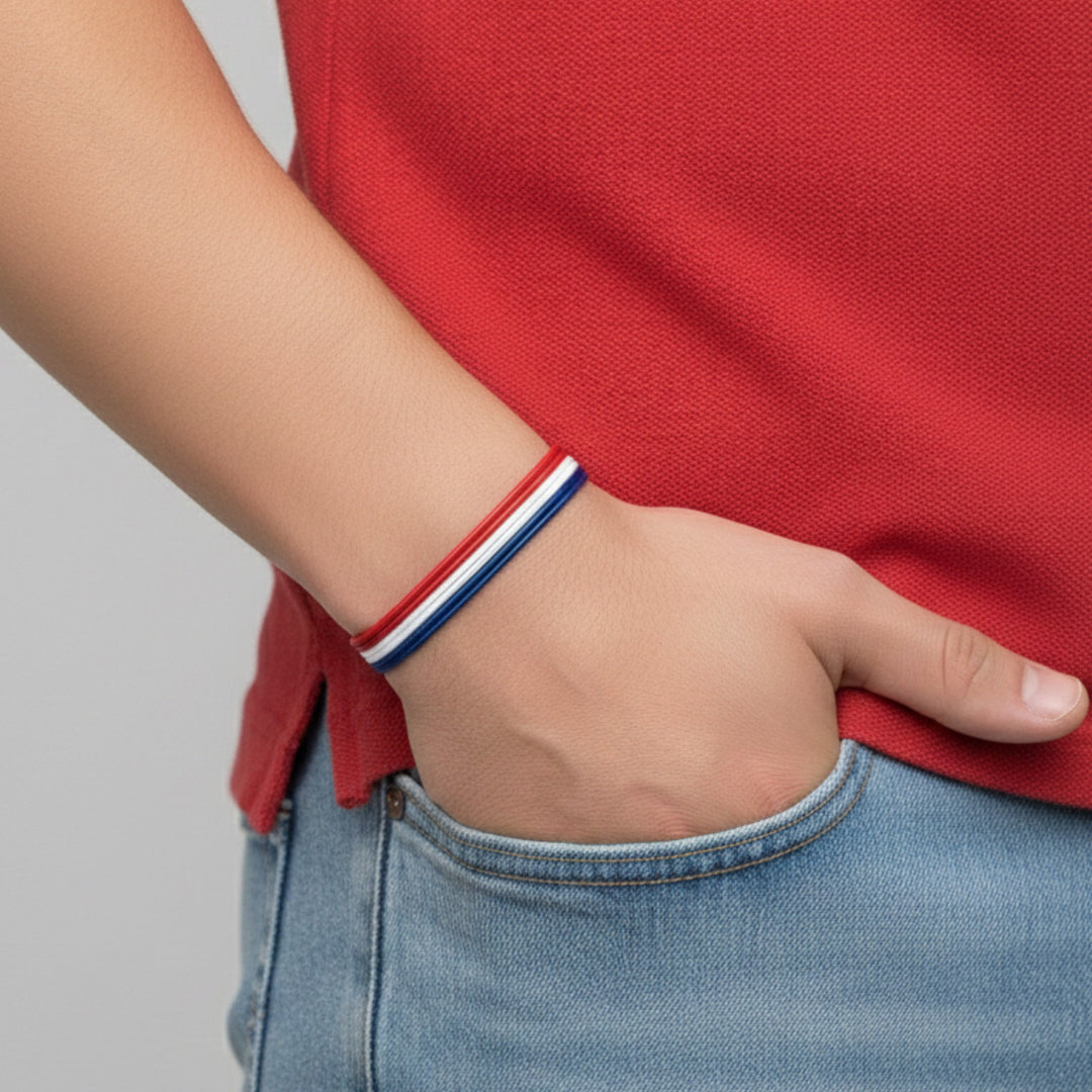 Wax Nylon Bracelet Trio Navy/Red/White