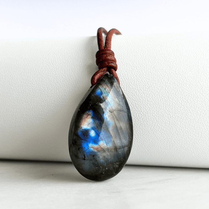 Labradorite Drop Gemstone Pendant OOAK - A symbol of mystical elegance and transformation by Luck Strings.