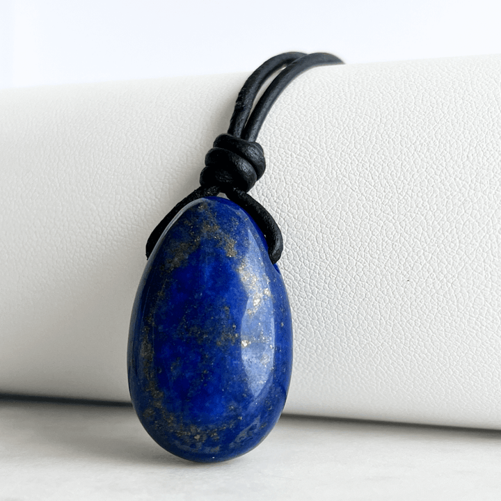 Lapis Lazuli Drop Gemstone Pendant Necklace - Regal beauty by Luck Strings.