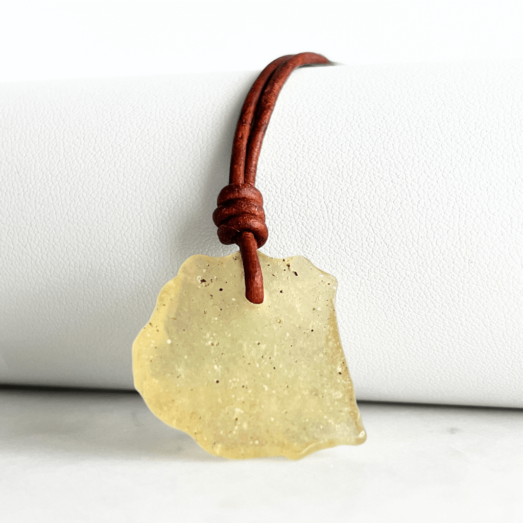 Raw Libyan Desert Glass Pendant - Unique OOAK Piece by Luck Strings.