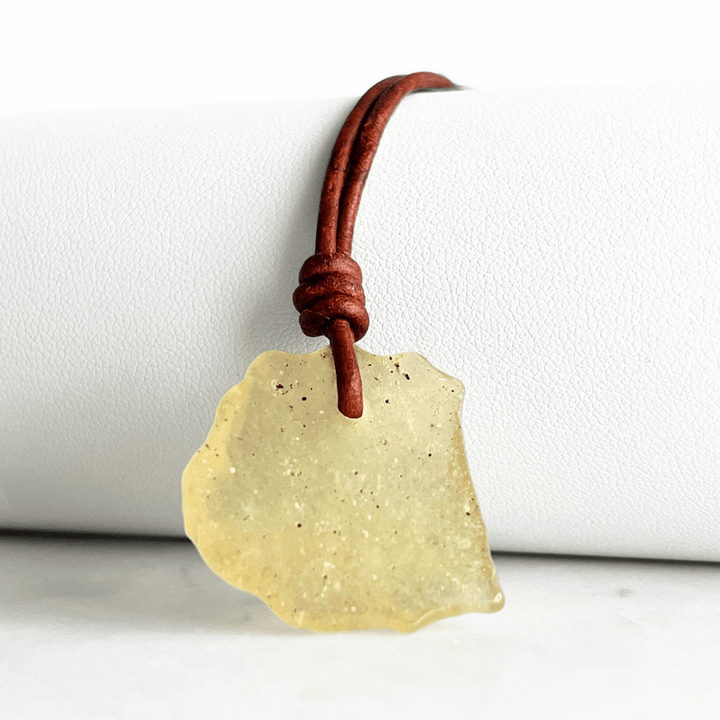 Raw Libyan Desert Glass Pendant - Unique OOAK Piece by Luck Strings.