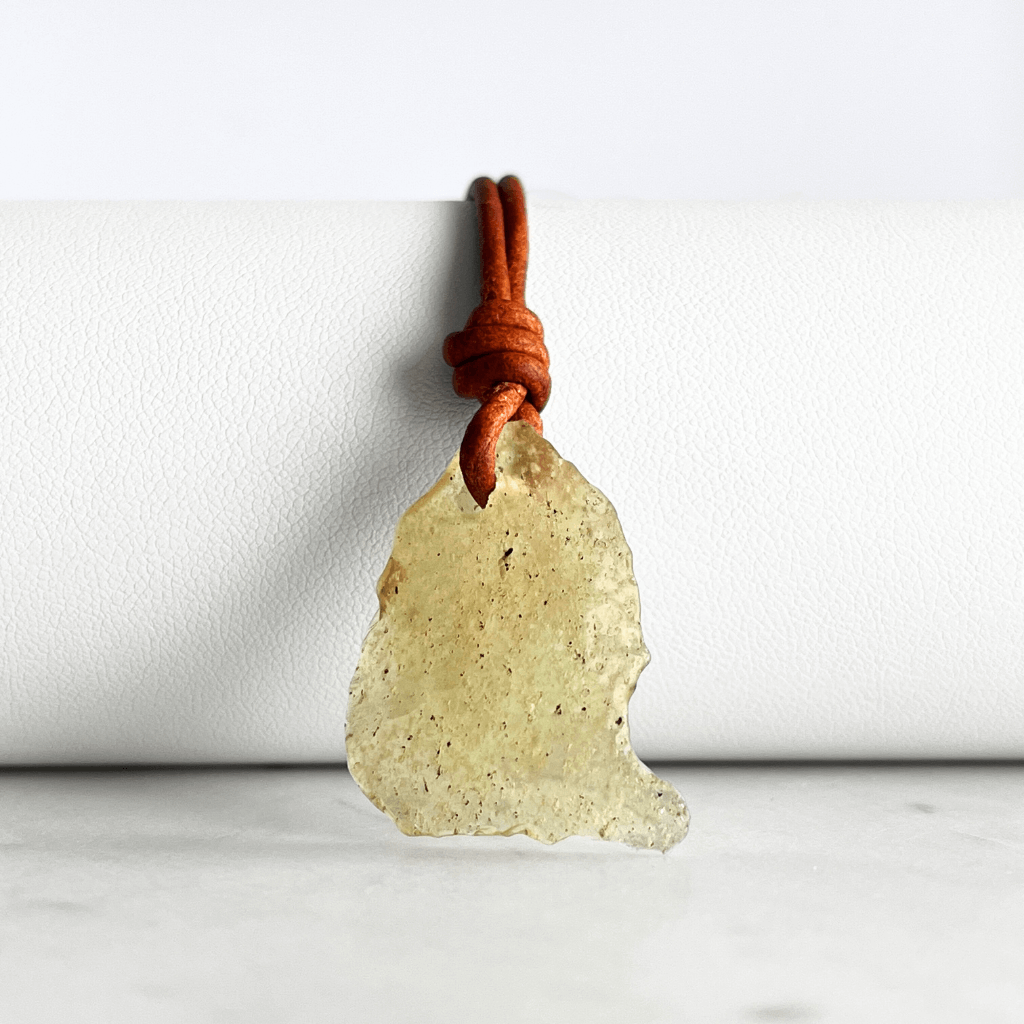 Libyan Desert Glass OOAK Gemstone Pendant - Sahara Serenity by Luck Strings.