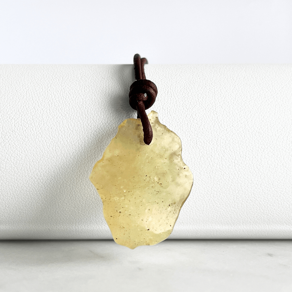 Libyan Desert Glass OOAK Gemstone Pendant - Desert Enchantment by Luck Strings."
