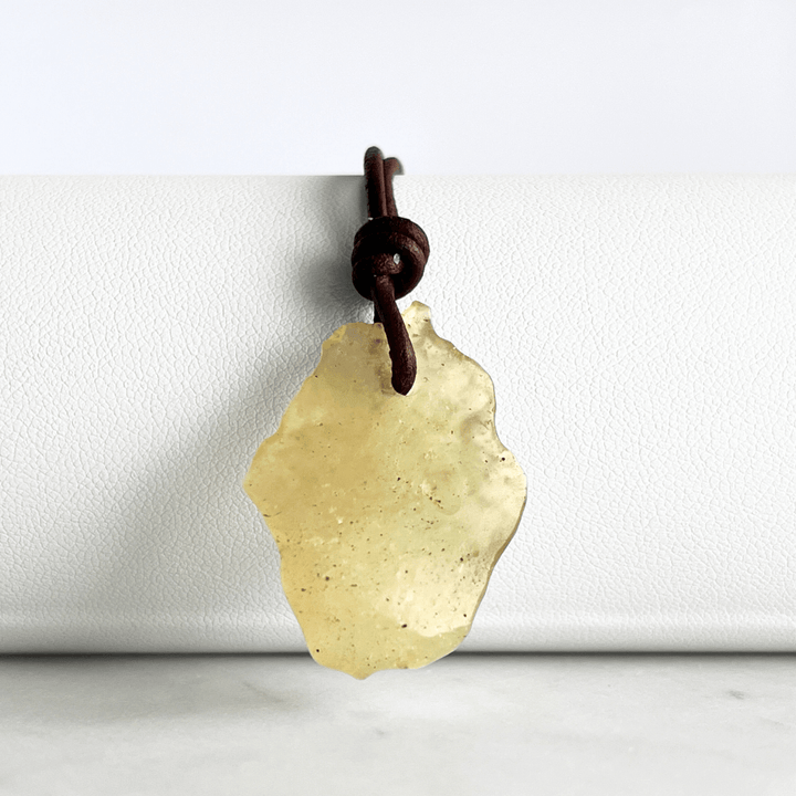 Libyan Desert Glass OOAK Gemstone Pendant - Desert Enchantment by Luck Strings."