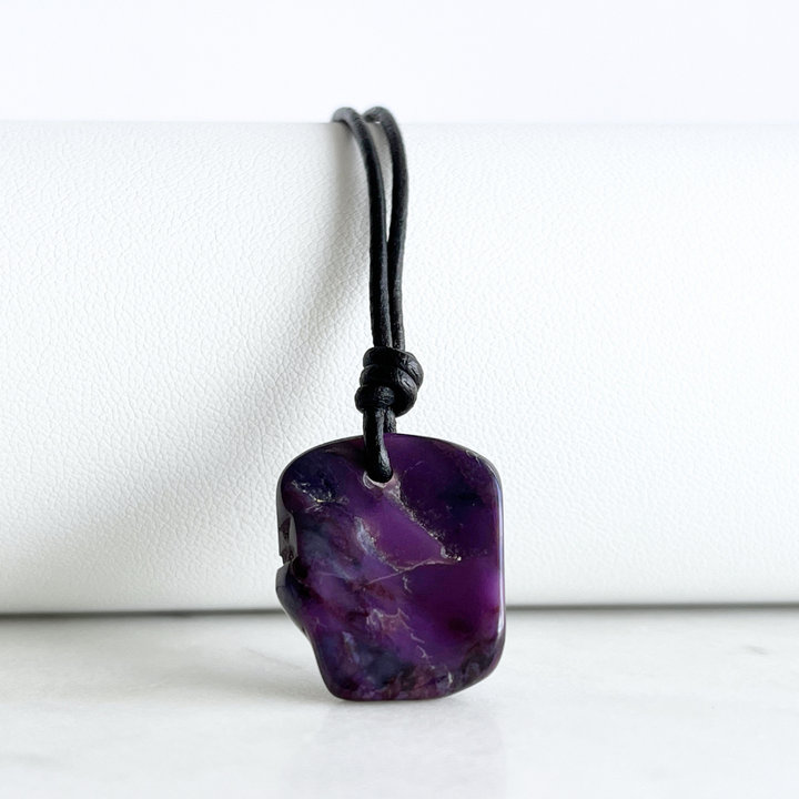 Natural OOAK Sugilite Gemstone Pendant Necklace - Spiritual Healing by Luck Strings.