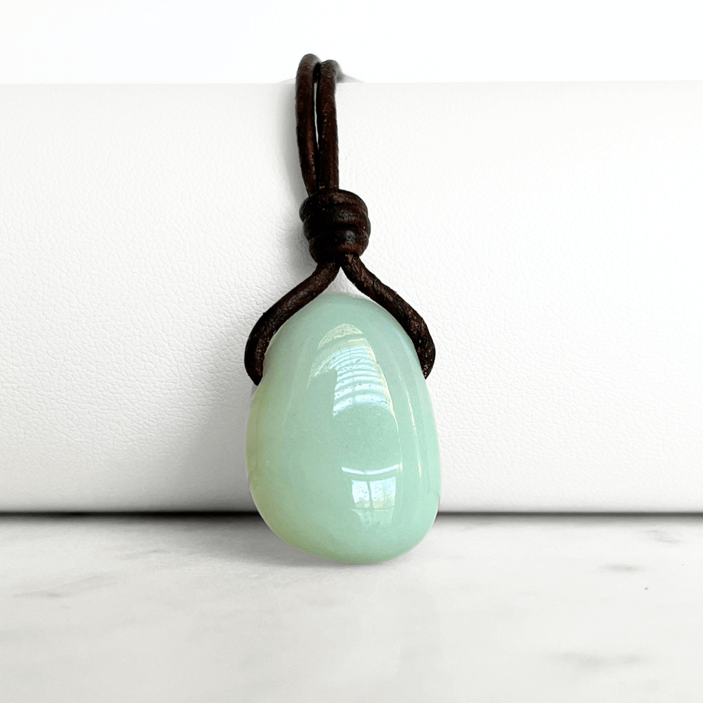 Aquamarine Drop Gemstone Pendant - Oceanic Serenity by Luck Strings.
