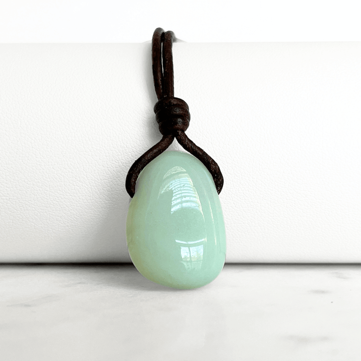Aquamarine Drop Gemstone Pendant - Oceanic Serenity by Luck Strings.