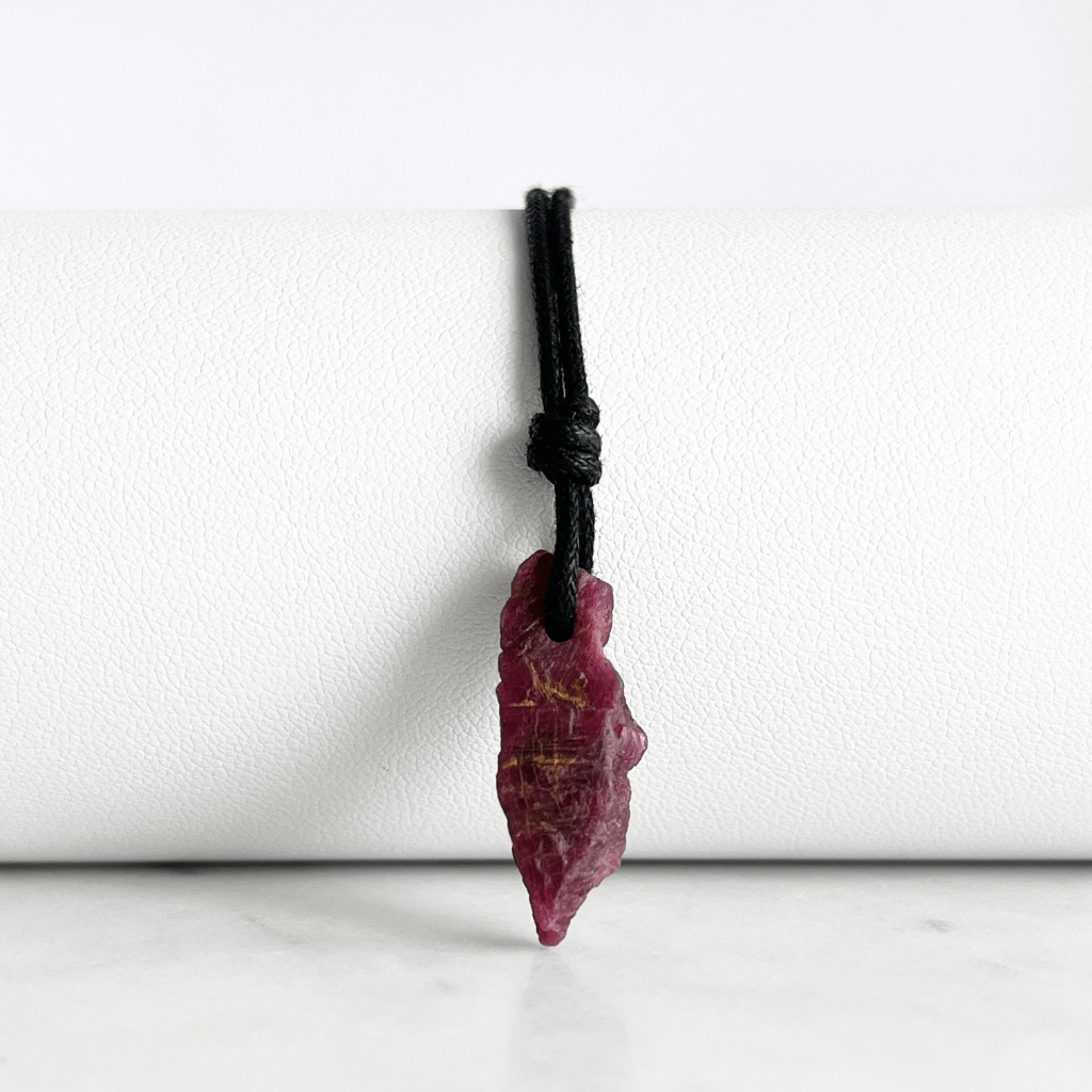 Raw Tiny Natural OOAK Ruby Gemstone Pendant - Fiery Passion by Luck Strings.