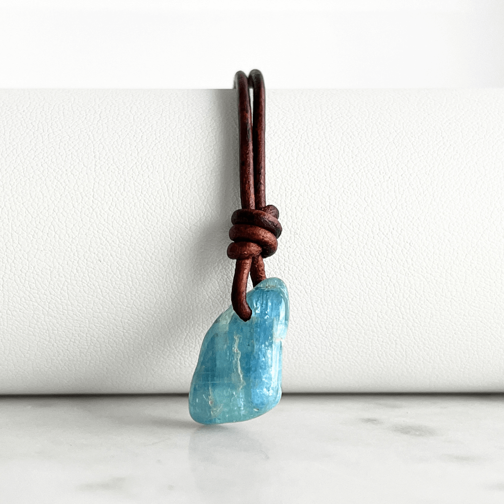 Natural Small Aquamarine Gemstone Pendant Necklace - Tranquil Waters by Luck Strings.