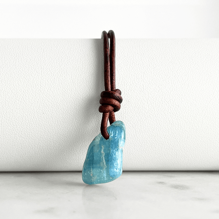 Natural Small Aquamarine Gemstone Pendant Necklace - Tranquil Waters by Luck Strings.