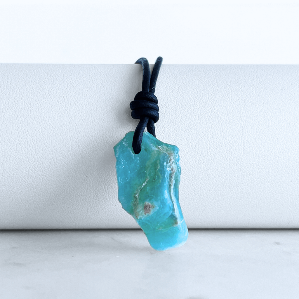 OOAK Raw Andean Opal Gemstone Pendant - Sacred Peaks by Luck Strings.