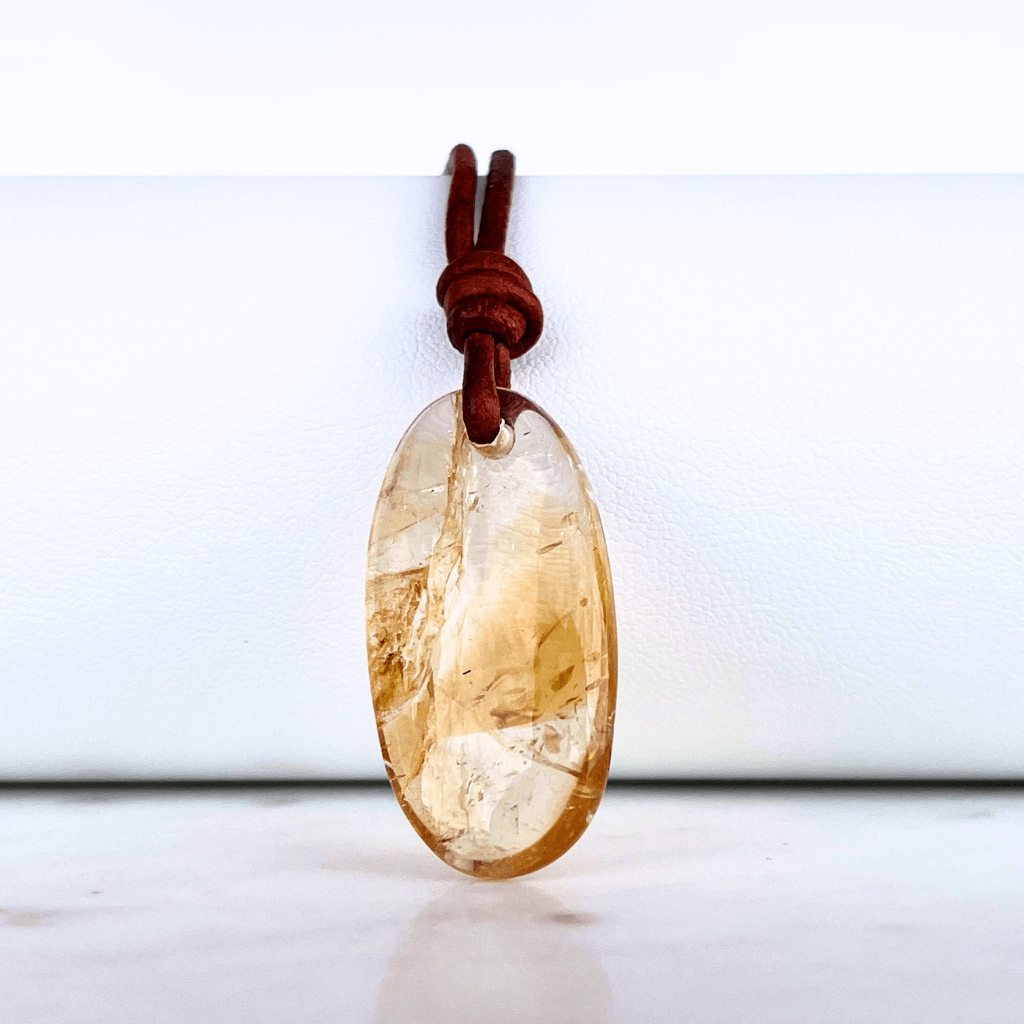 Handcrafted Citrine Oval Gemstone Pendant - Exclusive Elegance