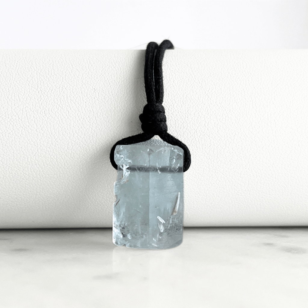 Raw OOAK Aquamarine Gemstone Pendant - Tranquil Waters by Luck Strings.