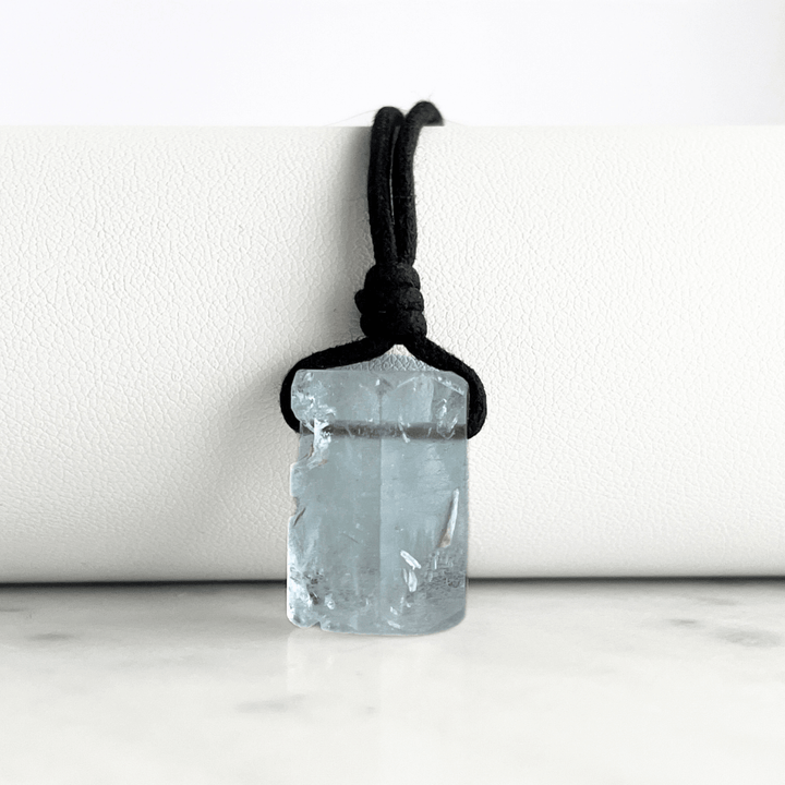Raw OOAK Aquamarine Gemstone Pendant - Tranquil Waters by Luck Strings.