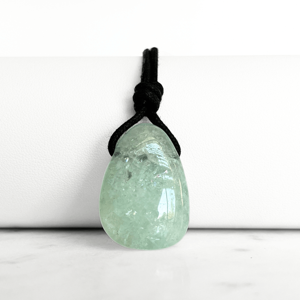 Aquamarine Drop Gemstone Pendant - Clear Serenity by Luck Strings.
