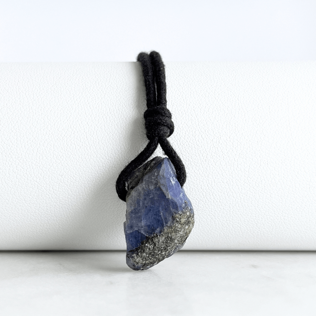 Natural Raw Tanzanite Gemstone Pendant Necklace - Unearthed Beauty by Luck Strings.