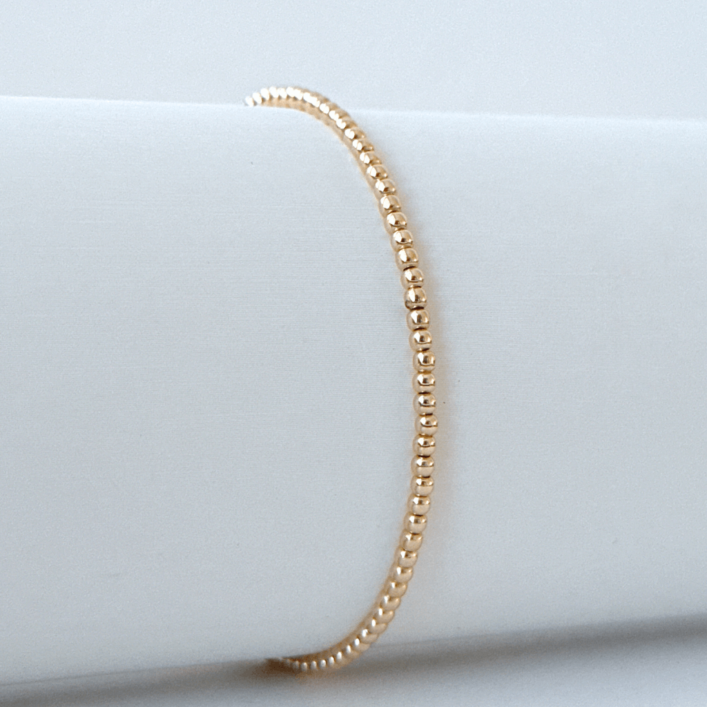 14k Solid Gold Tiny Beaded Bracelet Clasp - Opulent Harmony by Luck Strings.