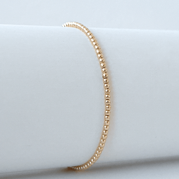 14k Solid Gold Tiny Beaded Bracelet Clasp - Opulent Harmony by Luck Strings.