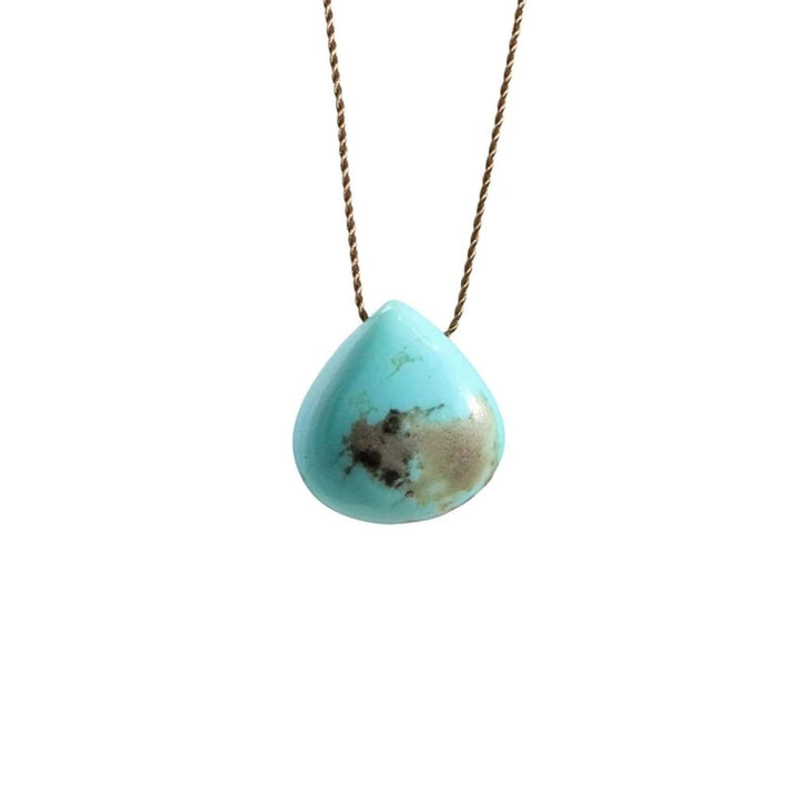 Floating Heart-Cut Turquoise Necklace on Silk Cord