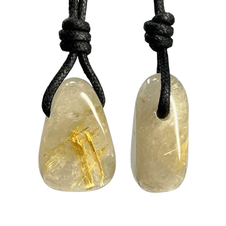 Rutilated Quartz Pendant Necklace - Adjustable Bohemian Style