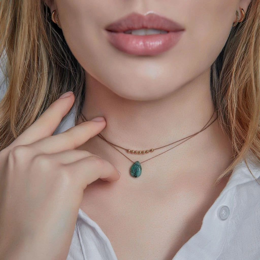 Emerald Floating Necklace on Silk Cord