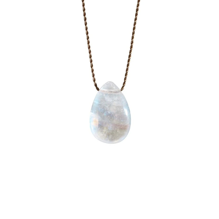 Rainbow Moonstone Silk Cord Necklace