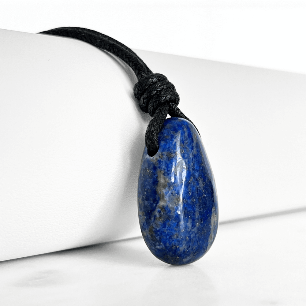 Lapis Lazuli Drop Gemstone Necklace - Celestial Beauty by Luck Strings.
