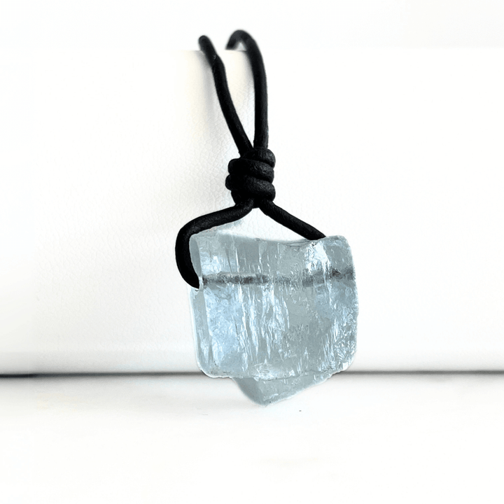 Raw OOAK Aquamarine Gemstone Pendant - Natural Serenity by Luck Strings.