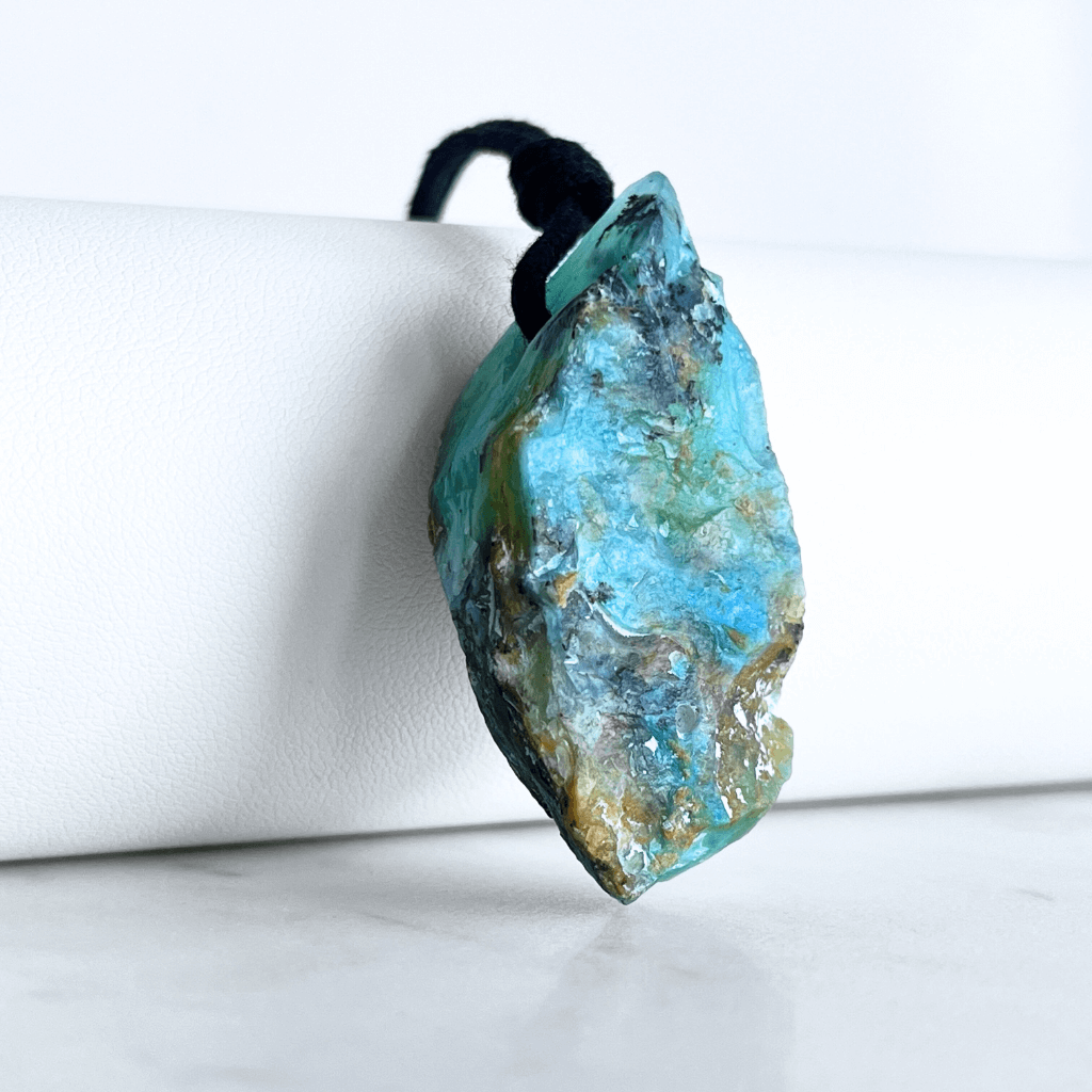OOAK Raw Andean Opal Gemstone Pendant - Mountain Serenity by Luck Strings.