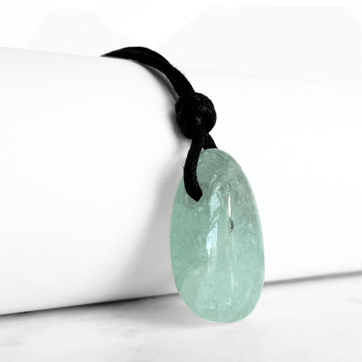 Aquamarine Drop Gemstone Pendant - Clear Serenity by Luck Strings.