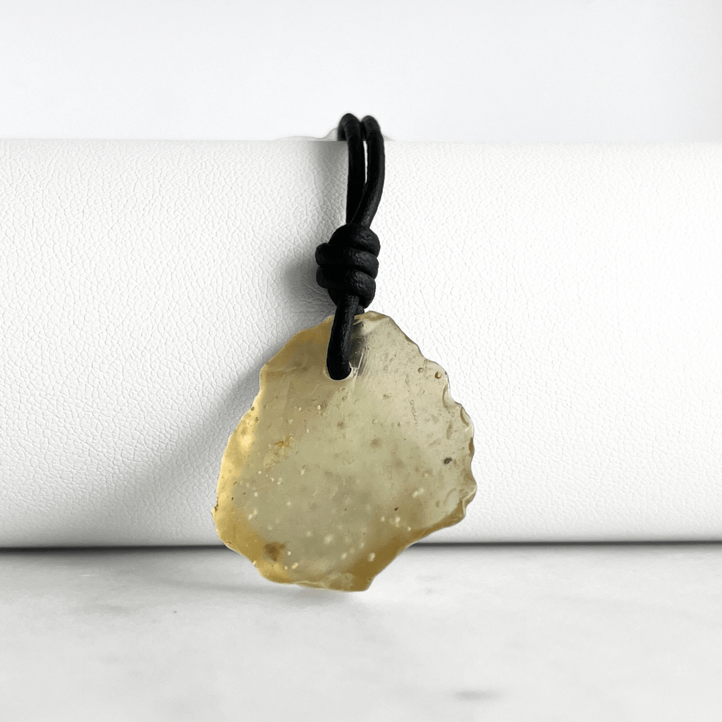 Libyan Desert Glass OOAK Gemstone Pendant - Cosmic Elegance by Luck Strings.