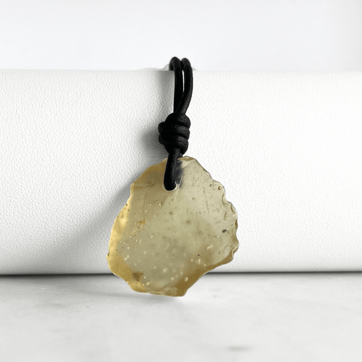 Libyan Desert Glass OOAK Gemstone Pendant - Cosmic Elegance by Luck Strings.